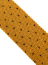yellow gold knitted tie with brown pin spots heart design